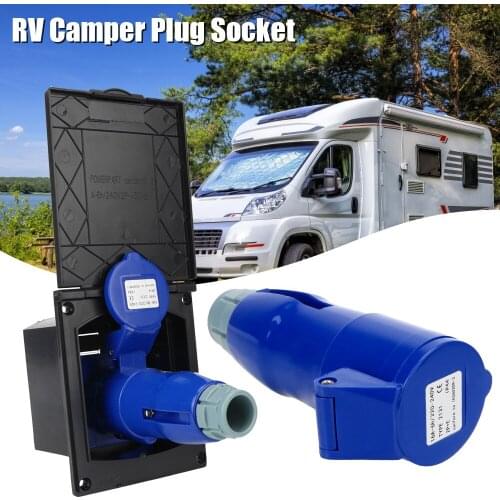 Waterproof Plug Socket With Cover Motorhome Main Inlet Socket 220V-240V 16A External Flush Hook Up for RV Camper Marine