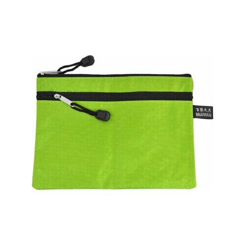 Green Nylon Hexagon Pattern Zipper Closure A5 Paper Document Files Holder Bag