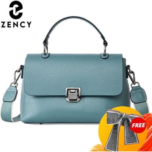 Zency 2021 Spring Fashion Elegant Womens Handbag Soft Genuine Leather Shoulder Bag Large Capacity Simple Casual Crossbody Bag