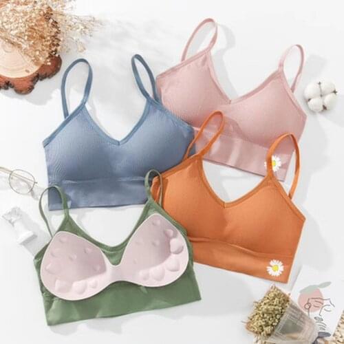 Women Bras Breathable Sports Bra Anti-sweat Shockproof Padded Sports Bra Yoga Top daisy flower Athletic Gym Running Fitness