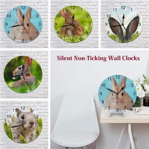 10inch Wall Clocks Decor Rabbit Animal Numeral Digital Dial Mute Silent Fashion Digital Clocks Battery Operated Clocks for Room