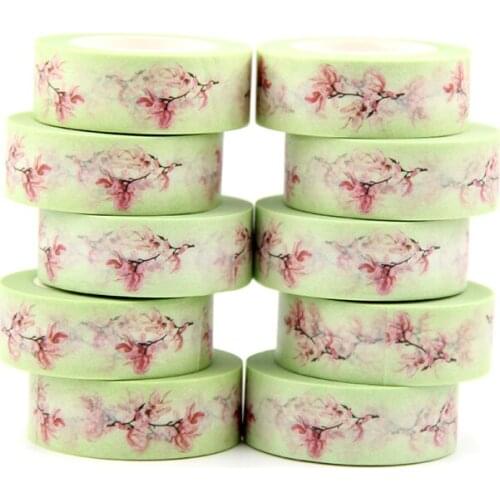 10pcs/lot 15mm*10m Plum blossom Washi Tape Japanese Paper DIY Planner Masking Tape Decorative Stationery