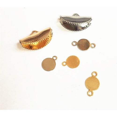 10pcsSemi-circular Pointed Mouth Clip Single Hanging Double Hanging Disc Jewelry Accessories Copper Earring Material Pendant 1g