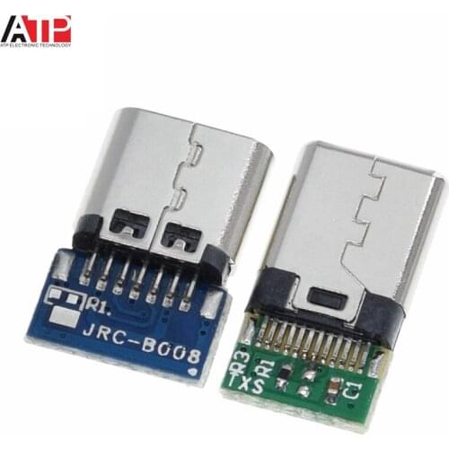 10pcs USB 3.1 Type C Connector 12/24 Pins Female/Male Socket Receptacle Adapter to Solder Wire & Cable 24 Pins Support PCB Board