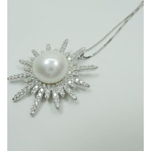 100% nature freshwater round pearl necklace with 925 silver chain-top fashion style