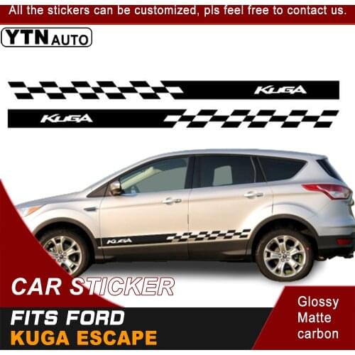 2Pcs Auto Door Side Skirt Stripes Stickers For Ford Kuga Escape Car Body Decoration Car Vinyl Films Reflective Decals