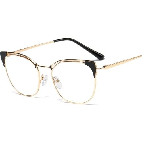 2020 Classic Vintage Transparent Cat Eye Glasses Frame Flat Myopia Optical Mirror Simple Metal Women/Men Computer Glasses UV400