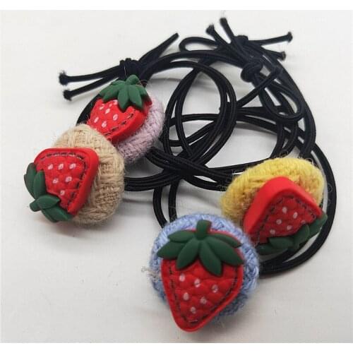 20psc/set lindo Anillo para el cabello de strawberry fruta cabeza cuerda elástica banda de goma banda para el cabello diademas d