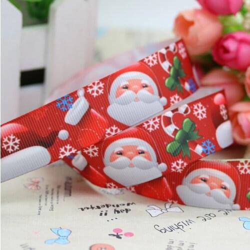 7/8'' Free shipping christmas santa printed grosgrain ribbon hair bow diy party decoration wholesale OEM 22mm B421