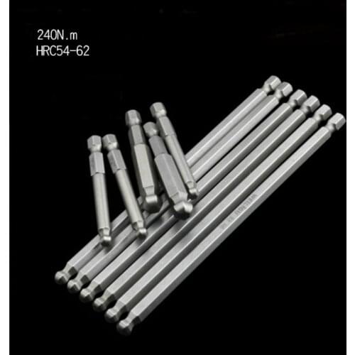 8pcs/set L65mm S2 Steel Ball Head Hexagon Screwdriver Bit Magnetic 1/4" Driver Bit H2 H2.5 H3 H4 H5 H6 H8 H10