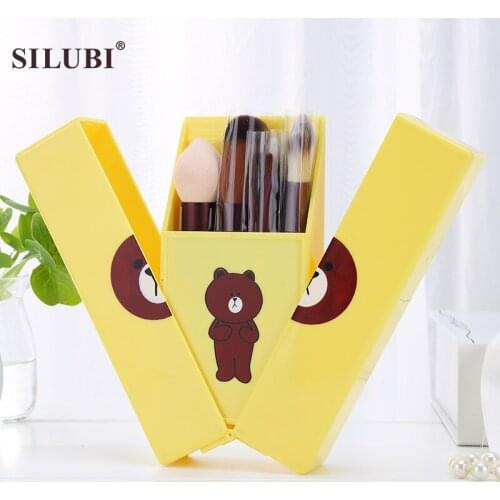 8pcs/set Cute Professional Hair Makeup Brushes Set with Mirror Nylon Hair Cosmetic Tool for Foundation Eyeshadow Counter Blush