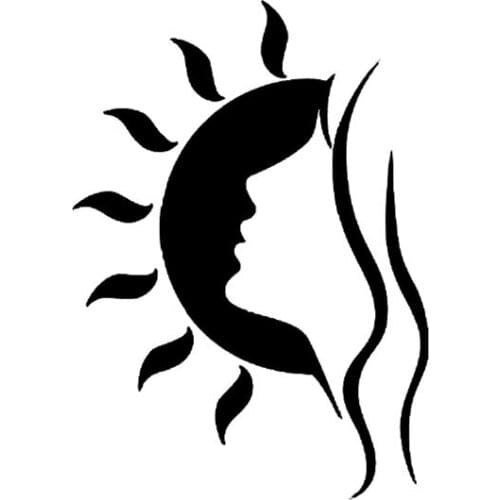 9.2CM*13CM Beautiful Girl Sun Face Vinyl Decal Cars Sticker Black/Silver C3-0469