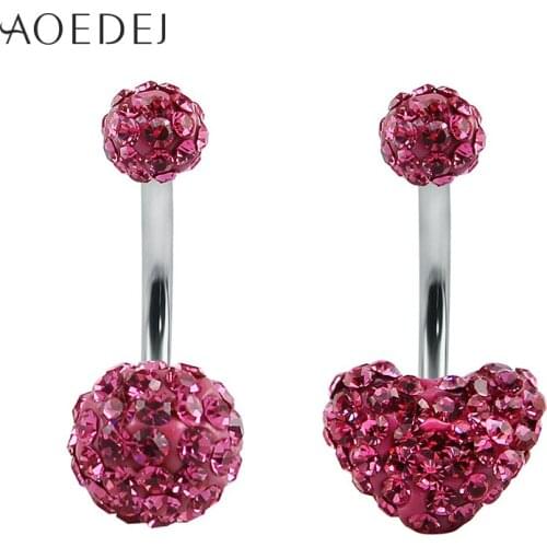 AOEDEJ 2pcs/Lot 12 Colors Belly Button Rings 10mm Stainless Steel Rhinestone Crystal Navel Piercing Rings Body Jewelry Lote