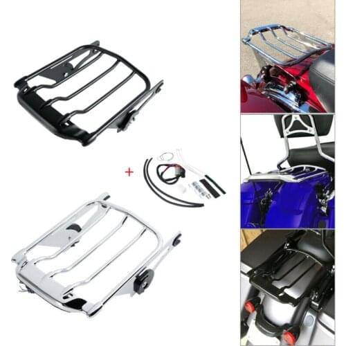 Motorcycle Air Wing Two up Luggage Rack LED Tail Light For Harley Touring Road King Street Electra Glide 2009-2013