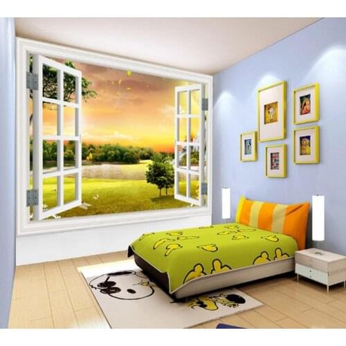 Free Shipping Photo 3D Custom Window Scenery Living Room TV Background Wall Bedroom Beautiful Window Mural With Good Price