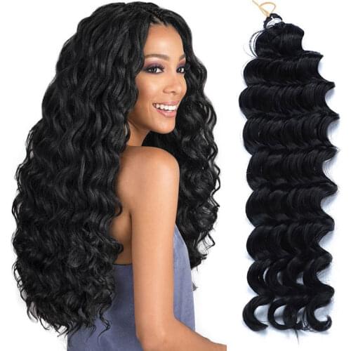 Blice 22-24" 1PCS/Pack Natural Color Synthetic Hair Extensions Crochet Water Wave Bulk Braiding Hair Black 2stands/PCS