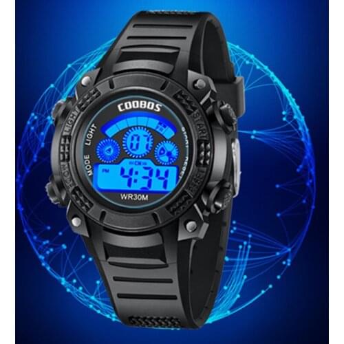 COOBOS outdoor sports watch hiking waterproof electronic boy watch men LED student multi-function male watch