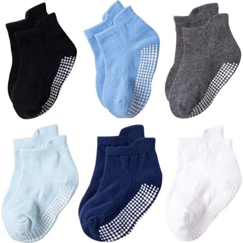 Baby Socks 100% Organic Cotton Non Slip Socks for Boys & Girls 6Pairs/Lot Anti Skid Baby Sock for Baby 6-36 Month