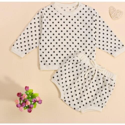 Baby Toddler Girl Casual T-shirt and Shorts Set Fashion Dot Long Sleeve Tops and Short Pants Outfit Spring Autumn New For 0-24M