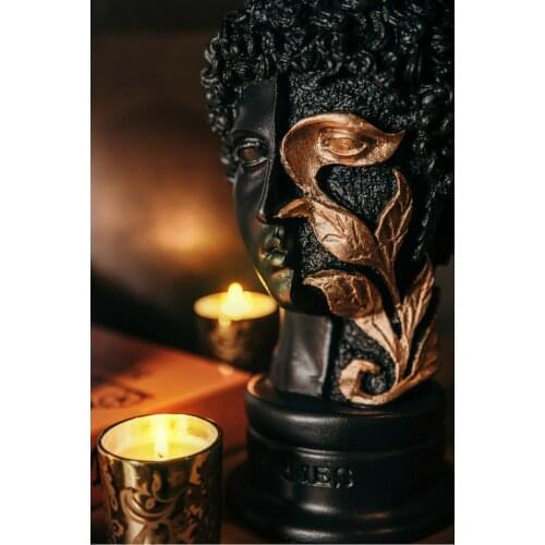ART Hermes Leafy Sculpture Bust Decoration Home Office Black Gold