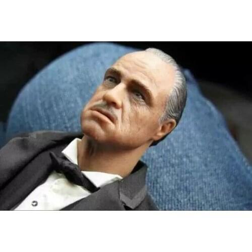 Custom Joptoys 1/6 The Godfather Marlon Brando Head with CAT For Hot Toys 12" Body figure toys