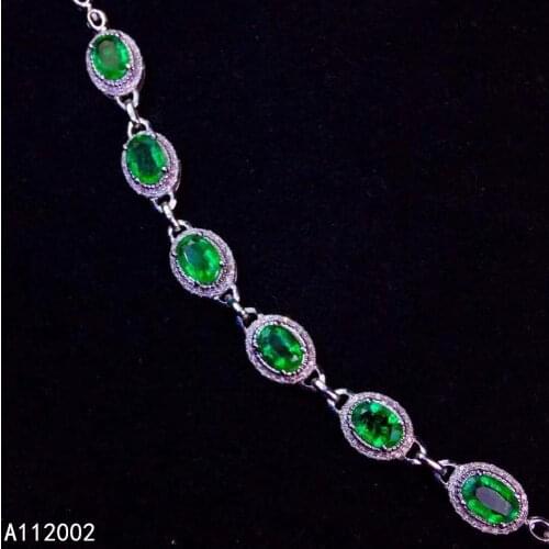 KJJEAXCMY fine jewelry natural Emerald 925 sterling silver new women gemstone hand bracelet support test exquisite hot selling