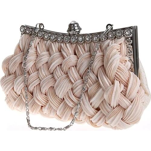 Weave clutch bags woman handbag Silk Elegant Dinner Ladies' Bag Evening Bag High-grade Handbag