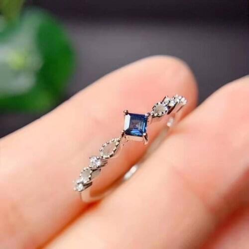 Natural Blue Sapphire 925 Silver Jewelry Ring Women Fine Jewelry 4mm