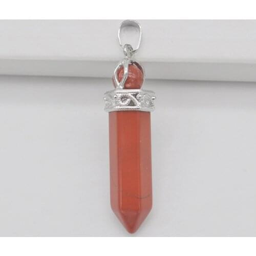 Red Jaspe r Stone Pendulum Round Bead Pendant Jewelry S3176