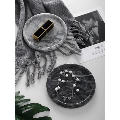 Natural Marble Round Tray Nordic Simple Jewelry Plate Sanitary Ware Storage Tray for Home Furnishings