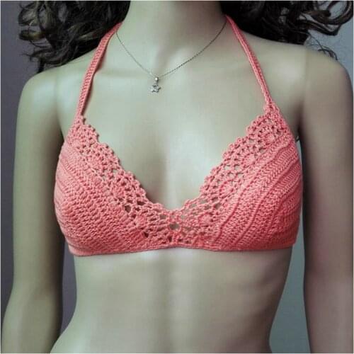 Handmade Crochet Bikini Swimwear fanshaped Tops Sexy Crochet Bondage Swimsuit Bathing Suit Crop Top