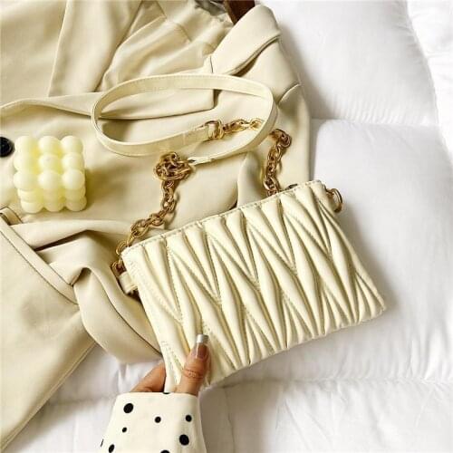 2021 Summer Womens Bag Small Fragrance Style Korean Version of Lingge Chain Small Casual Bag PU Leather Shoulder Messenger Bag