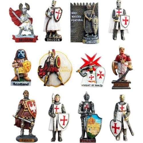 New Hand painted Malta Spain Warrior 3D Fridge Magnets World Travel Souvenirs Refrigerator Magnetic Sticker Home Decor