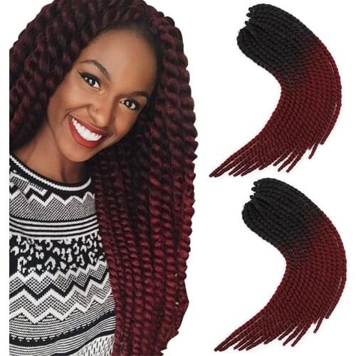 Mambo Twist Crochet Braids 22 Inch Ombre Color Synthetic Braiding Hair Extensions Braids Red Blonde Hair
