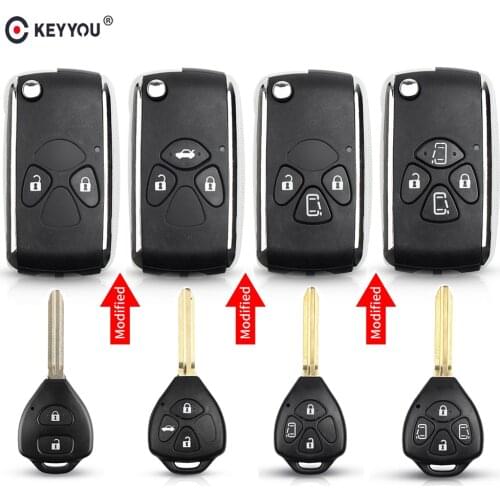 KEYYOU Modified Remote Car Key Case Shell FOB For Toyota Venza 2007-2012 Camry REIZ Yaris Tarago Corolla RAV4 Crown Avalon Prado