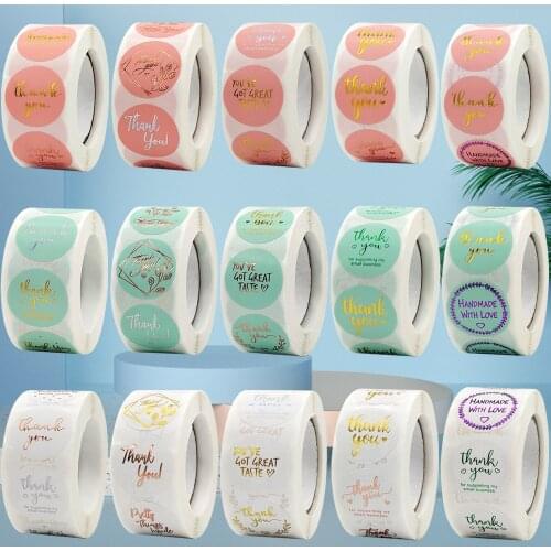 500Pcs Thank You Stickers Handmade Business Order Pretty Things Inside Got Great Taste Green Purple Gold Packages Seals Labels