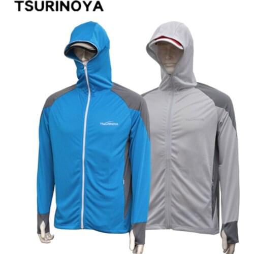 TSURINOYA Clothes Fishing Shirt Jacket Sun Protection Face Neck Anti-uv Breathable Fishing Hooded Sports Clothing for Summer