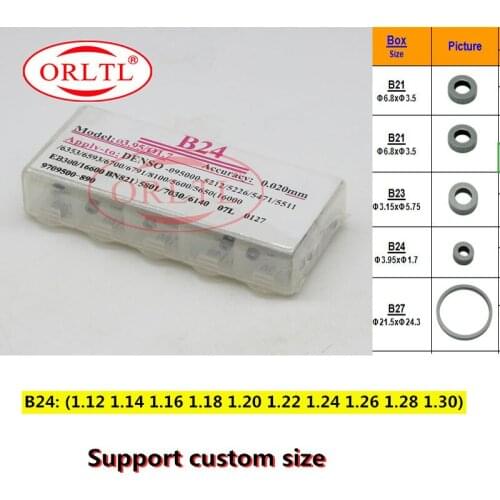 ORLTL B24 shims Diesel Fuel Injector Shims Nozzle Adjustment Washers For Injection Size 1.12mm ~1.3mm 50 Pieces / Box
