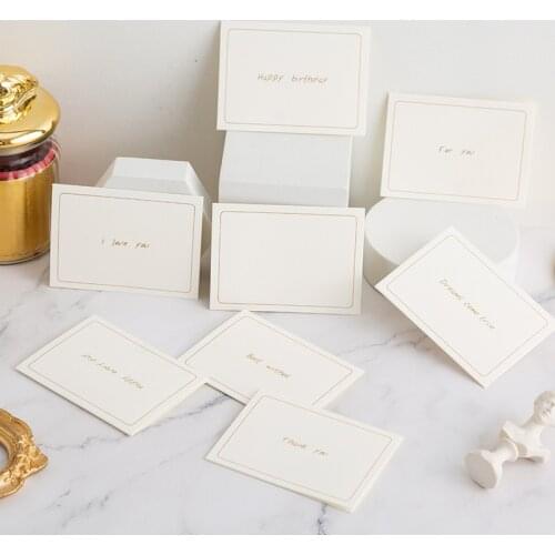 10pcs Handwriting White Simple Party Foldable Greeting Card Thank you Best Whises For You Leave a Message Letter Paper Cards