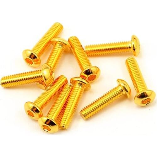Half Round Head Plating Titanium Gold Hex Screw Grade 12.9 M2 M2.5 M3 M4 M5 ISO7380 Hex Socket Screw Length 5-30mm