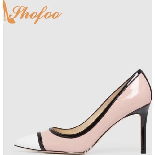Multi Color Patent Patchwork Stilettos Women Pumps High Heels Pointed Toe Large Size 13 15 Ladies Fashion Mature Shoes Shofoo