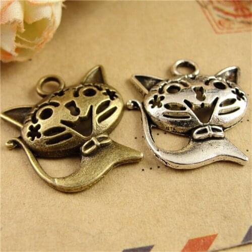 RONGQING 50pcs/pack DIY Animals Animals cat charm for making jewelry accessories 2019