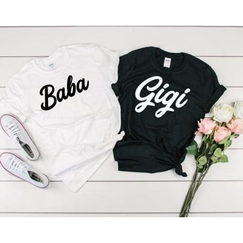 Skuggnas New Arrival Baba and Gigi Shirt Grandma Grandpa Matching t shirts Grandparents To Be Gift Fashion Couples Clothing