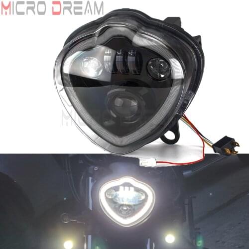 For Kawasaki Vulcan 650S EN650 LED Headlight Hi/Lo Beam Daytime Running Lamp Angel Eyes Headlamp Motorcycle Lights Assembly