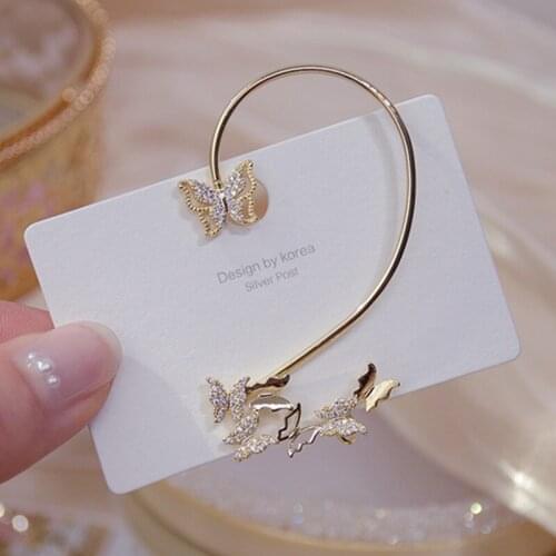 Xinbada Fashion Jewelry S925 Silver Needle Butterfly Micro-inlaid Zircon A Two-wear Ear Bone Clip Earrings for Woman