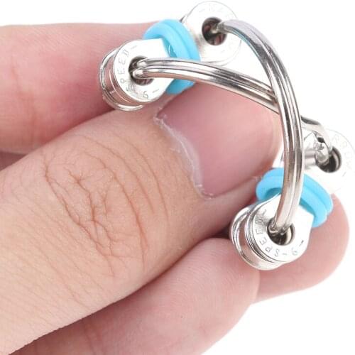 1pair Decompression Chain Fidget Hand Spinner Finger Toys Metal Vent Toy Bike Chain Keychain Key Ring Fidget Boring Gifts