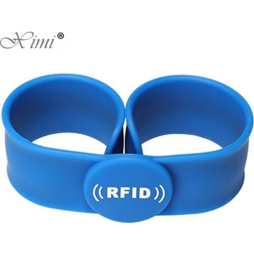 100PCS not Adjustable 13.56Mhz RFID Wristband Silicone Bracelets Wrist Band EM4100 F1108 IC ISO14443A Door Access Control Card