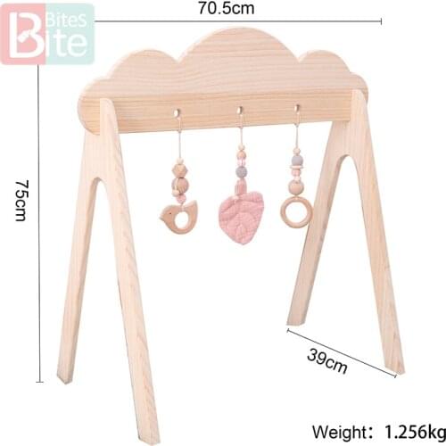 3PC Baby Wooden Teether Baby Play Gym BPA Free Wood Pendant Sensory Ring-Pull Beech Ring ChildrenS Goods Crib Rattle Toys Gifts