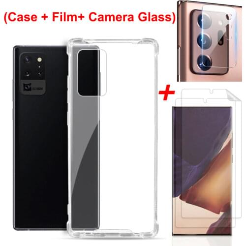 3 In 1 Shockproof Phone Case for Samsung Galaxy Note 20 Ultra Front Hydrogel Film Camera Lens Cover Glass Film Screen Protectors