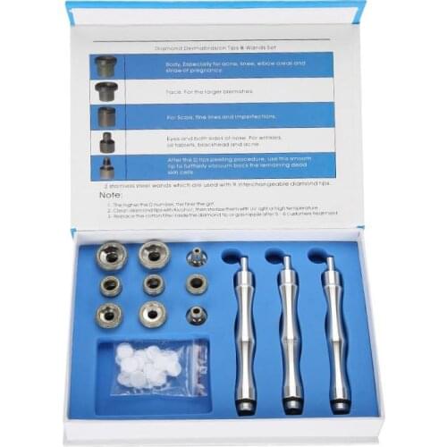 9 Tips+3 Wands Diamond Dermabrasion Tips Diamond Wands Cotton Filter Skin Peeling Microdermabrasion Rejuvenation Beauty Machine